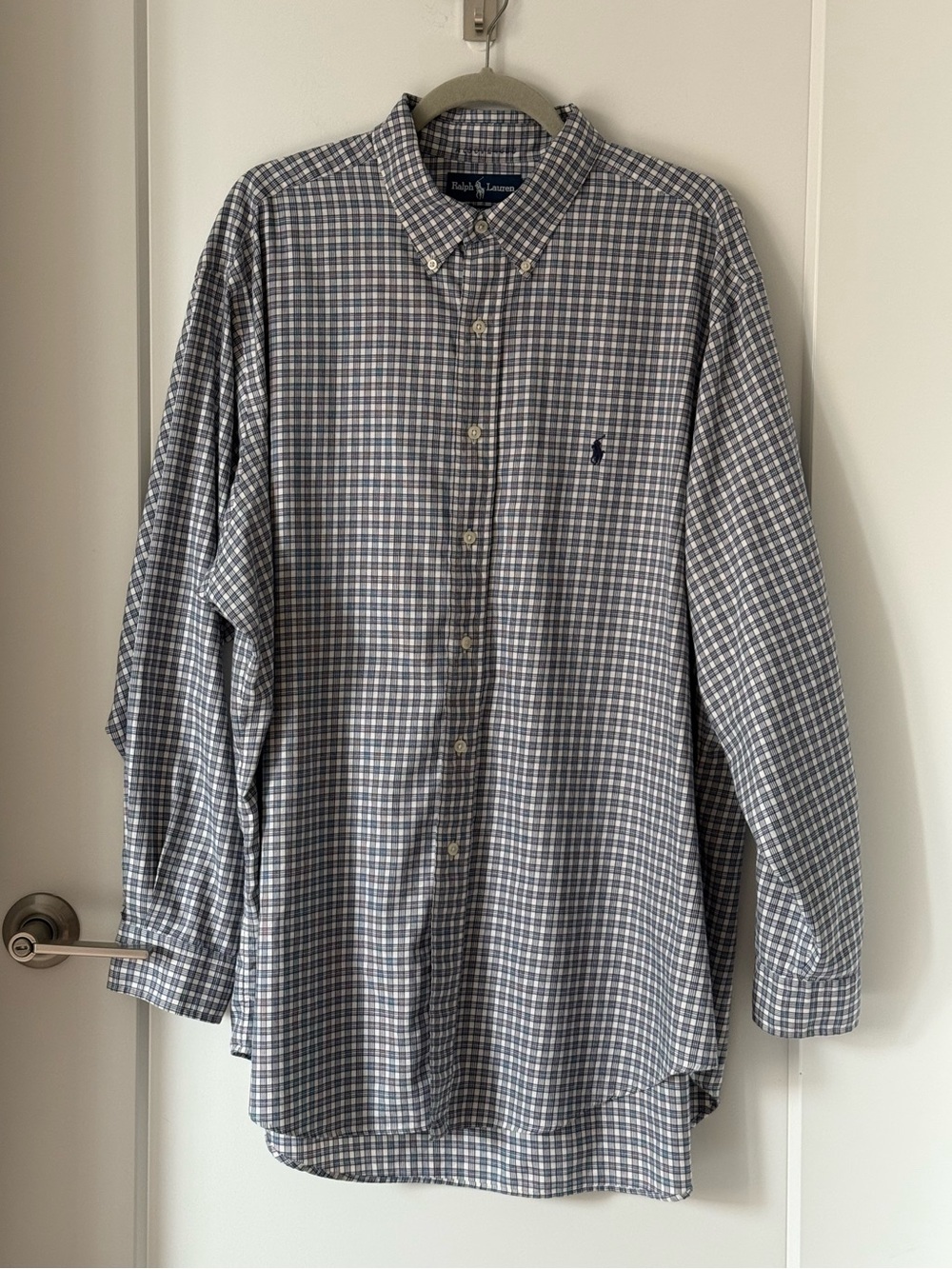 Ralph Lauren Yarmouth Blue & White Plaid Button Down XL